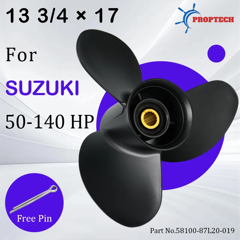 

Boat Propeller Fit 60hp 70hp 90hp 100hp 115hp 140hp Suzuki 13 3/4×17 Aluminum Alloy Outboard Engine Part 3 Blade 15 Spline Tooth