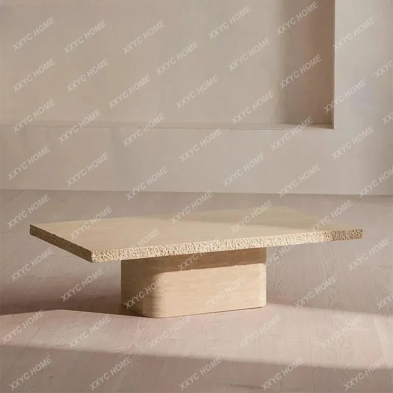 H Natural travertine coffee table designer wabi-sabi living room medieval coffee table