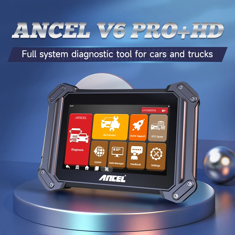 ANCEL V6 Pro+ HD Full System Diagnostic Tool OBD2 Scanner ABS TPMS DPF IMMO Oil 40+ Reset ECU Coding For 12V 24V Car & Trucks