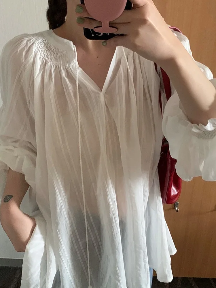 

Ladies' Long Sve Loose Design Sense irt Gentle Fairy Aosphere Overhead Sle Casual Commute Sle Faionable Top