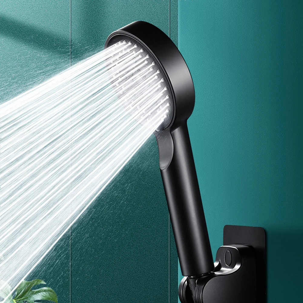 Hand Hold Shower Head Set, alta pressão, 5 modos, ajuste para o banheiro, preto, atualizado