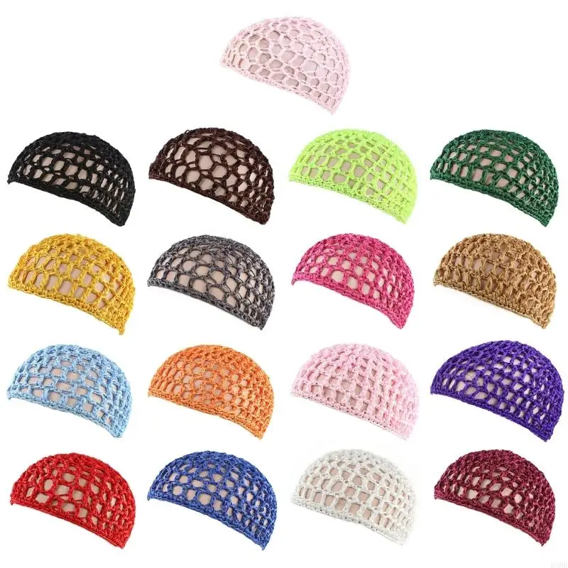 H58E Girls Pullover Hat Handwoven Hat with Handwoven Hair Net for Vacations Photo Props Headpiece Handmade Hat Headgear