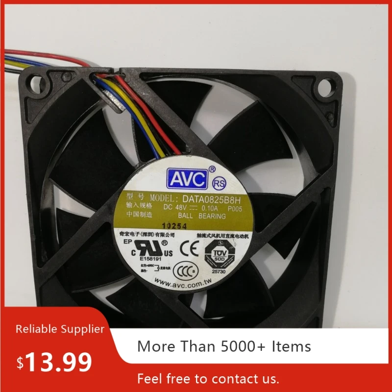 Для AVC DATA0825B8H P005 8025 48 В 0,10 А 4-проводной вентилятор с двумя шарикоподшипниками ZTE оборудование
