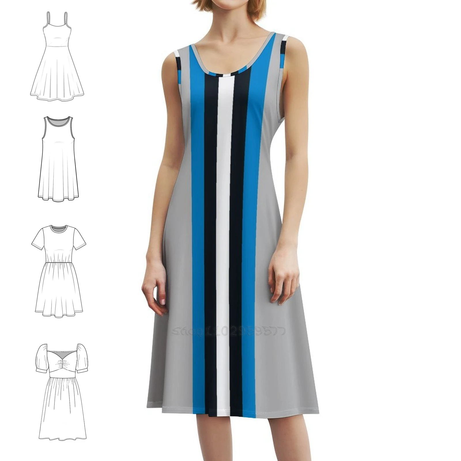 

Мини-платье Carolina Colors в консервативном стиле для женщин, свободное повседневное длинное платье трапециевидной формы, цвета Каролины, командный цвет, серебристо-синее платье