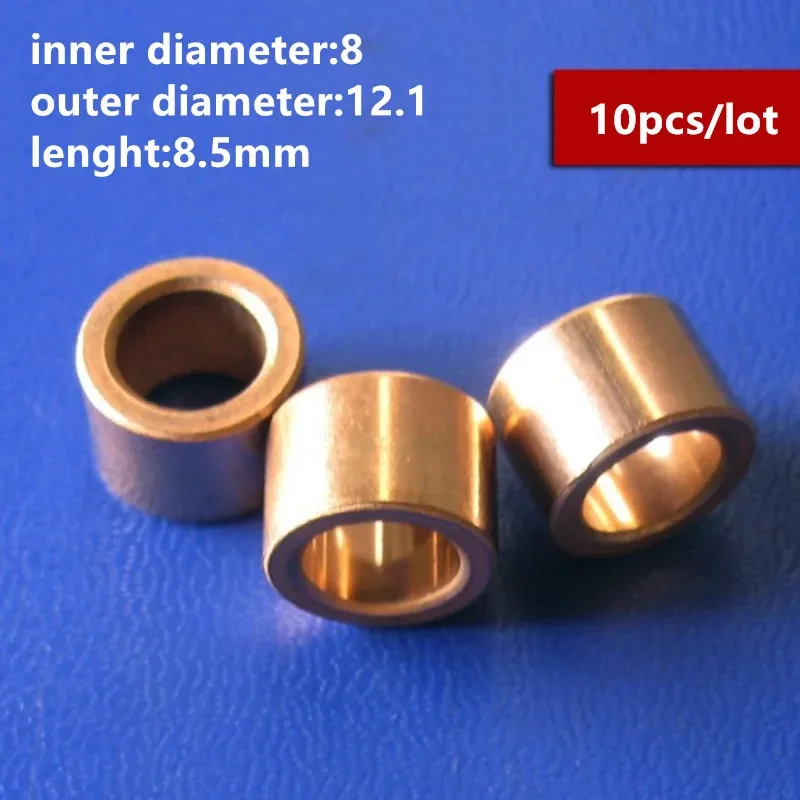 10pcs/lot Powder Metallurgy Bearing Inner Diameter 8mm Outer Diameter 12.1mm Lenght 8.5mm Copper Sleeve for Boundary gear