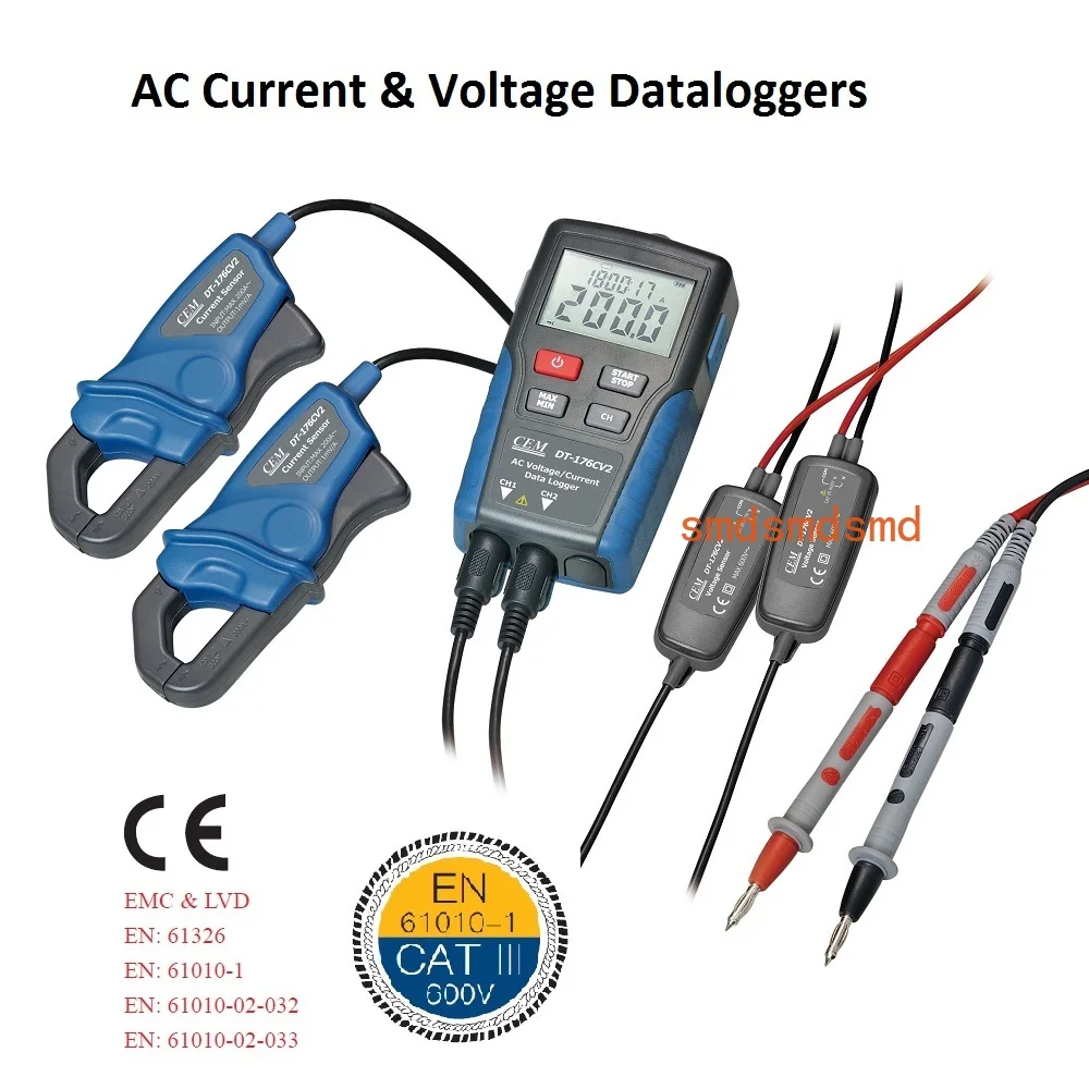 DT-176CV2 Dual Channels AC Current and Voltage Dataloggers with 256000 Datas Memory and Datas Analysis