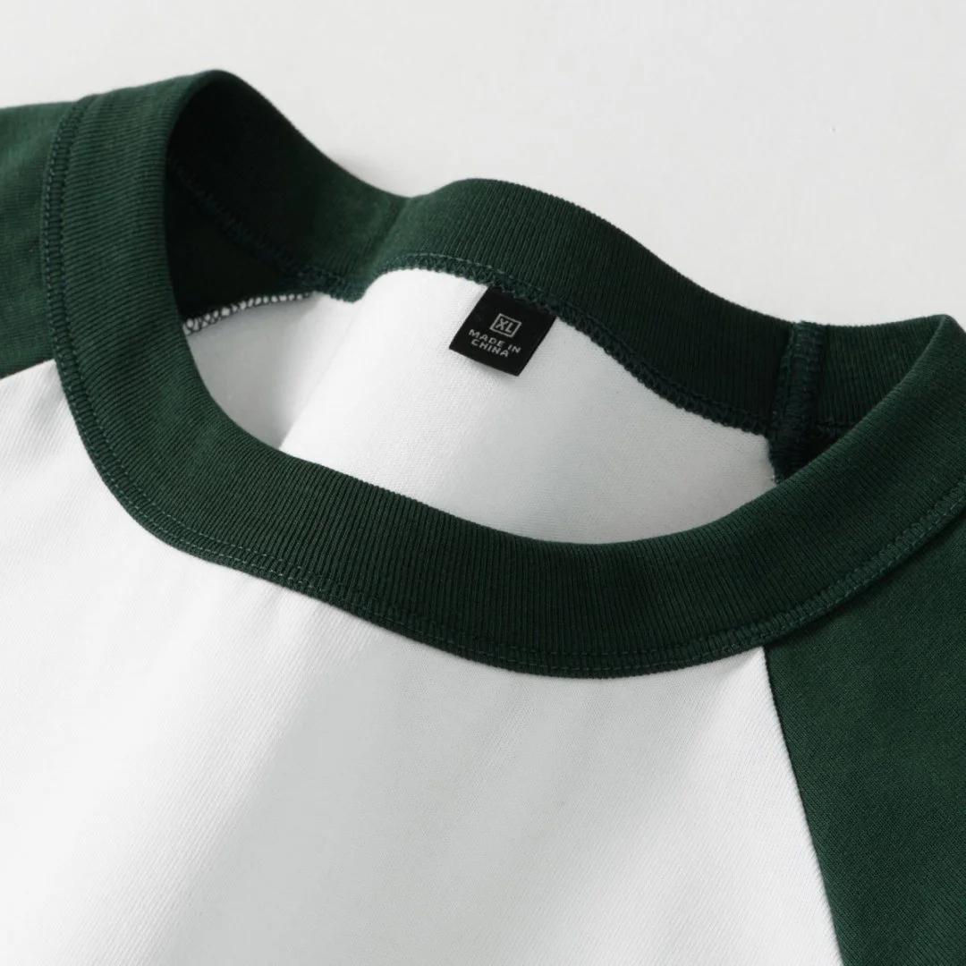 Kaus katun lengan panjang kerah bulat uniseks kaus bersirkulasi tambal sulam modis kaus nyaman lembut musim gugur