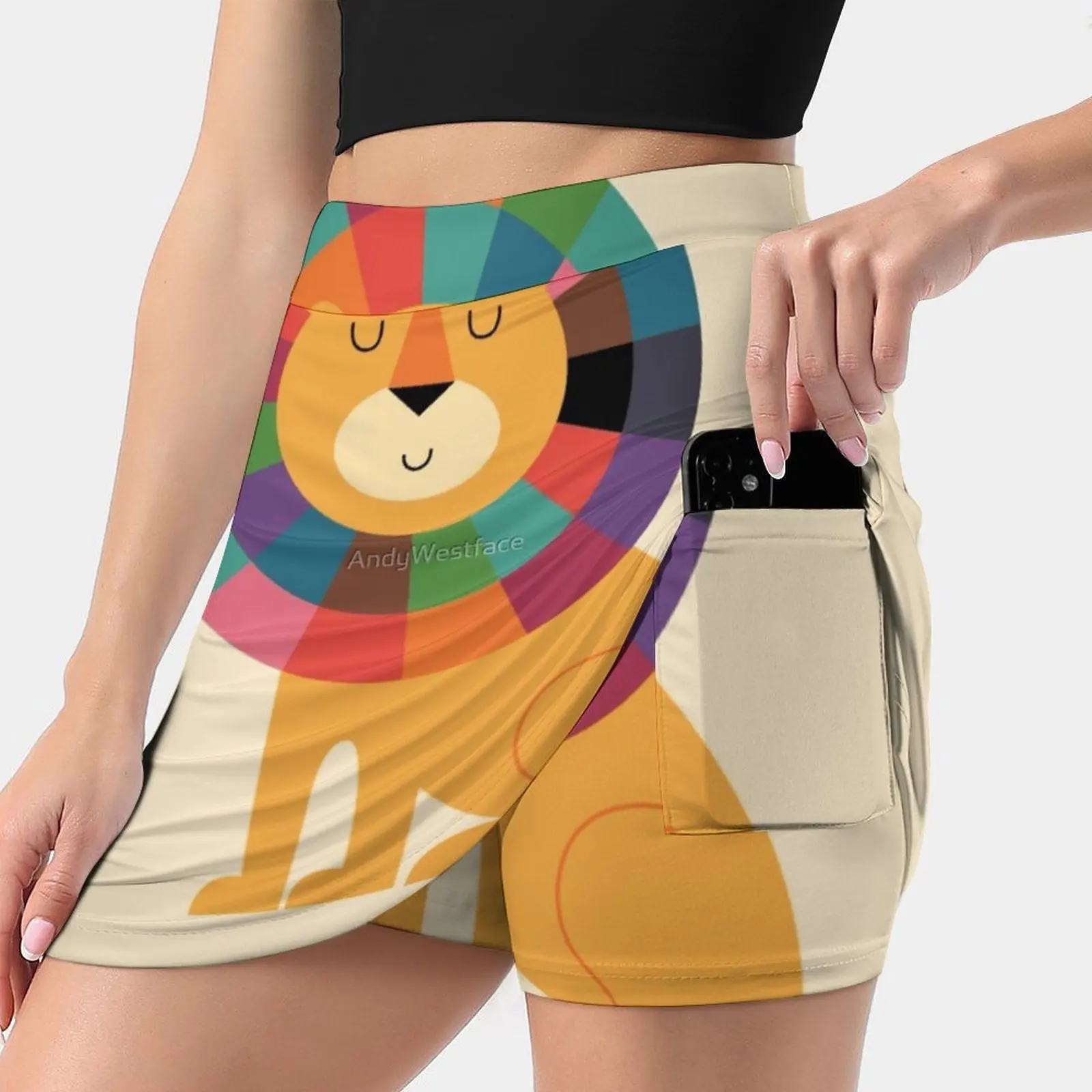 Mr. Confidence Women Sports Lining Skirt Tennis Dance Fitness Short Printed Skirts Confidence Brave Lion Animals Colorful King