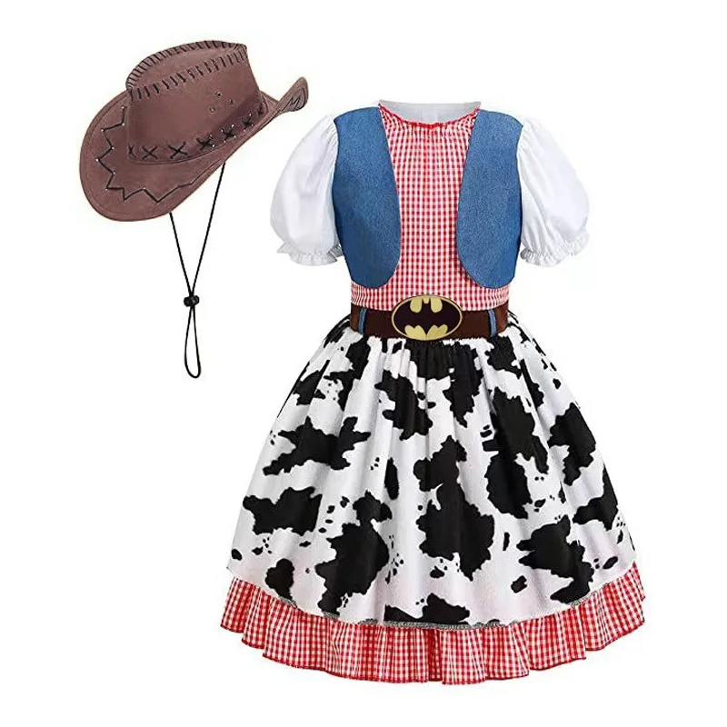 

Cowgirl Toy Woody Dresses for Girls Jessie Cosplay Costumes Kids Christmas Halloween Outfits Fancy Tutus with Cowboy Hat Scarf