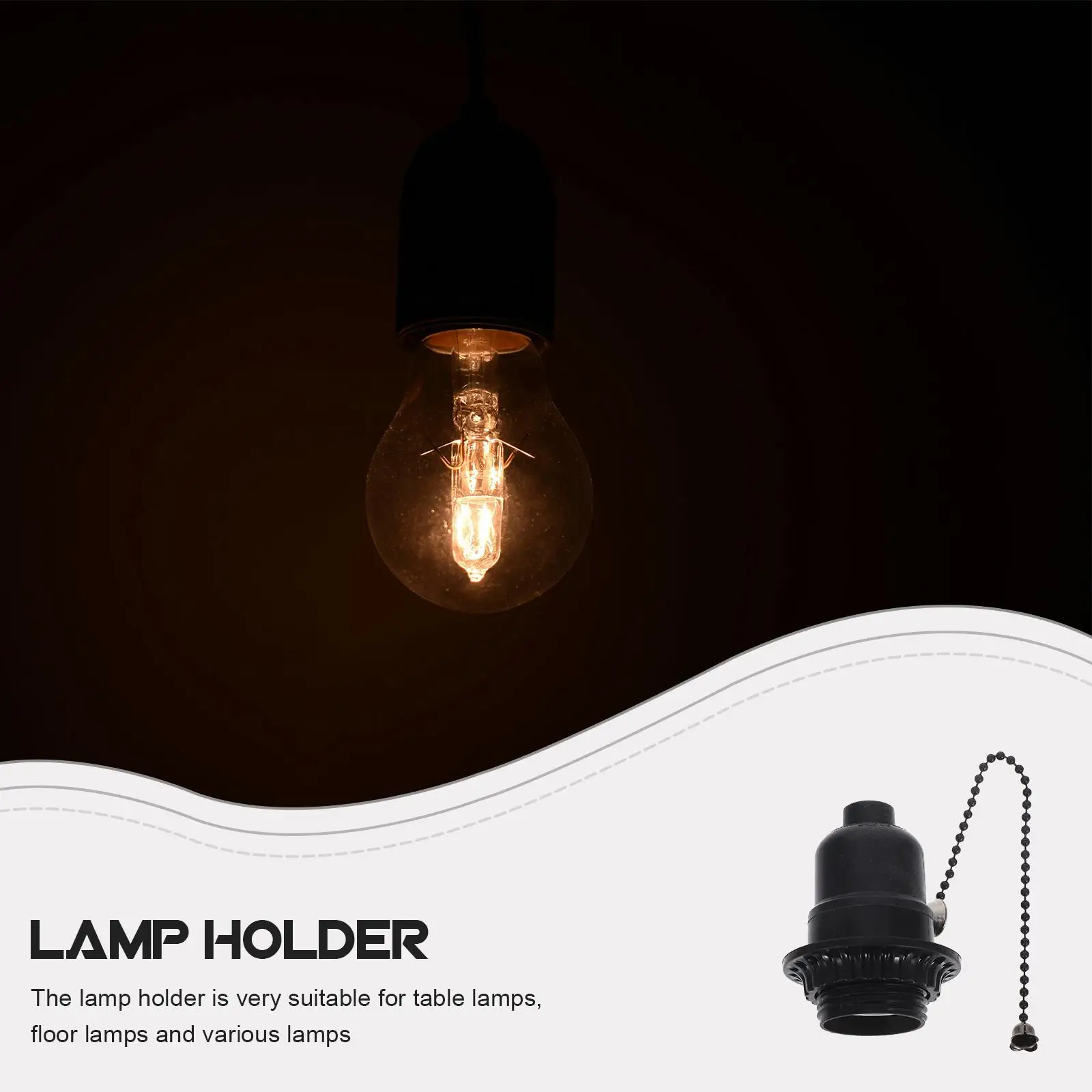 Black Pull Wire Switch Lamp Holder Socket Rewire Kit Converter Bulb Base Parts Accessories Light Base Bulb Socket Lamp