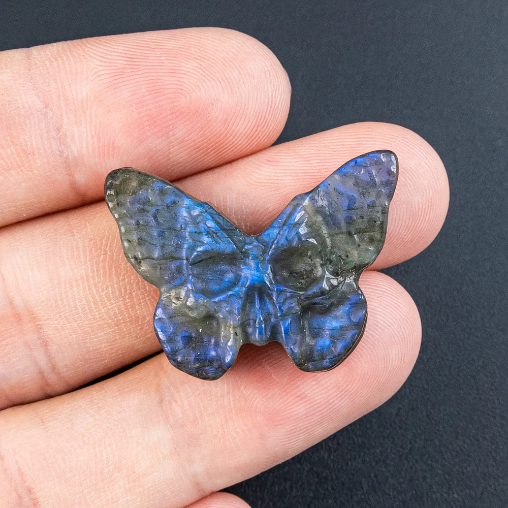 1Pcs 21X30X7MM Blue Flash Labradorite Pendant Butterfly Shape Stone with Hole for Handmade Jewelry Making DIY Accessories