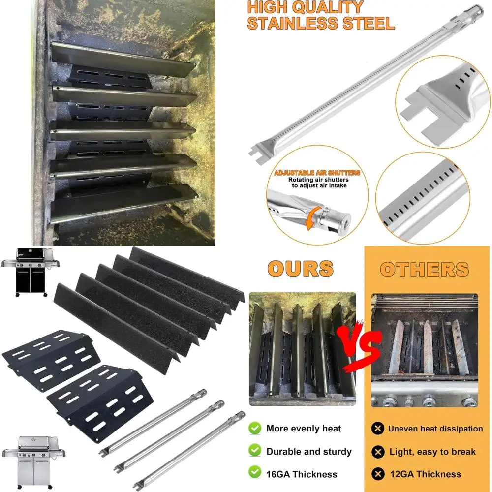 

Weber Genesis E330/E310/S310/S320/EP330/EP310 Grill Replacement Parts Kit with Burner Tube, Flavorizer Bars, and Heat Deflector