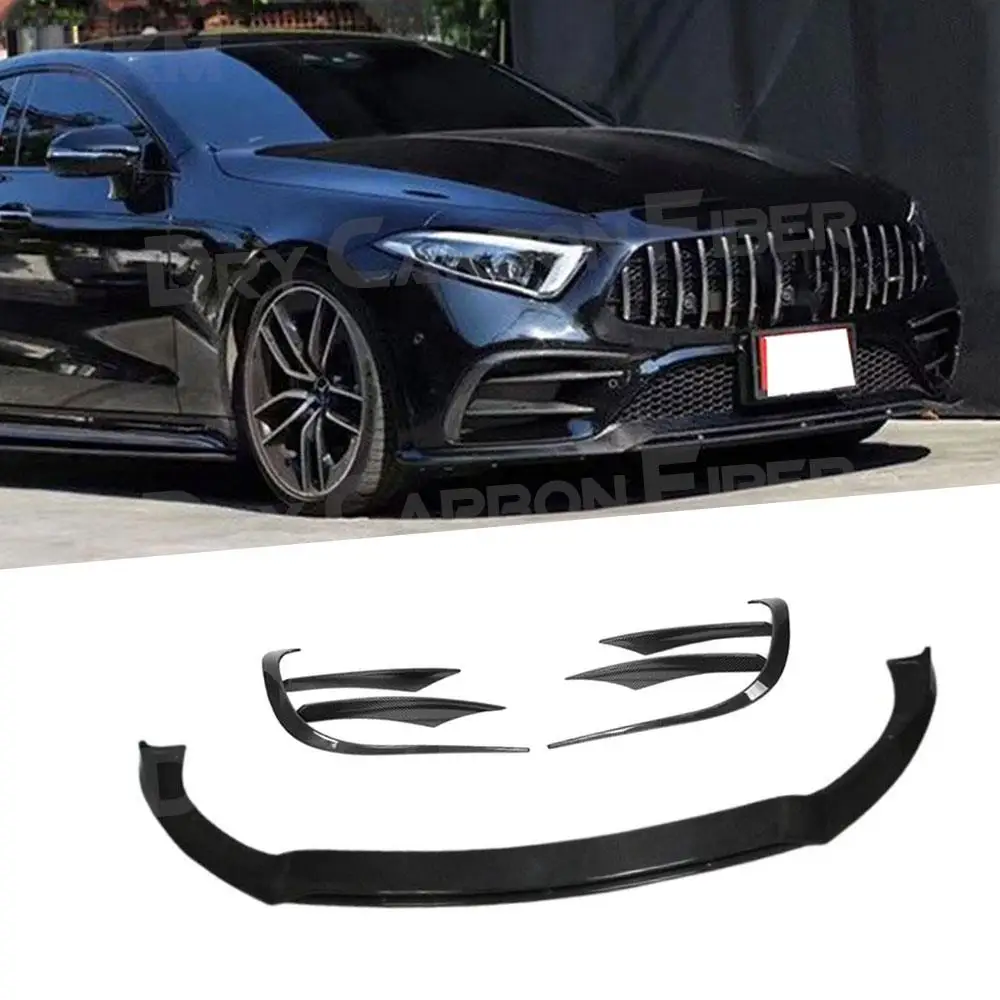 

Carbon Fiber Front Bumper Lip Spoiler Diffuser Chin For Mercedes Benz CLS Class C257 CLS260 300 350 2019 UP Car FRP