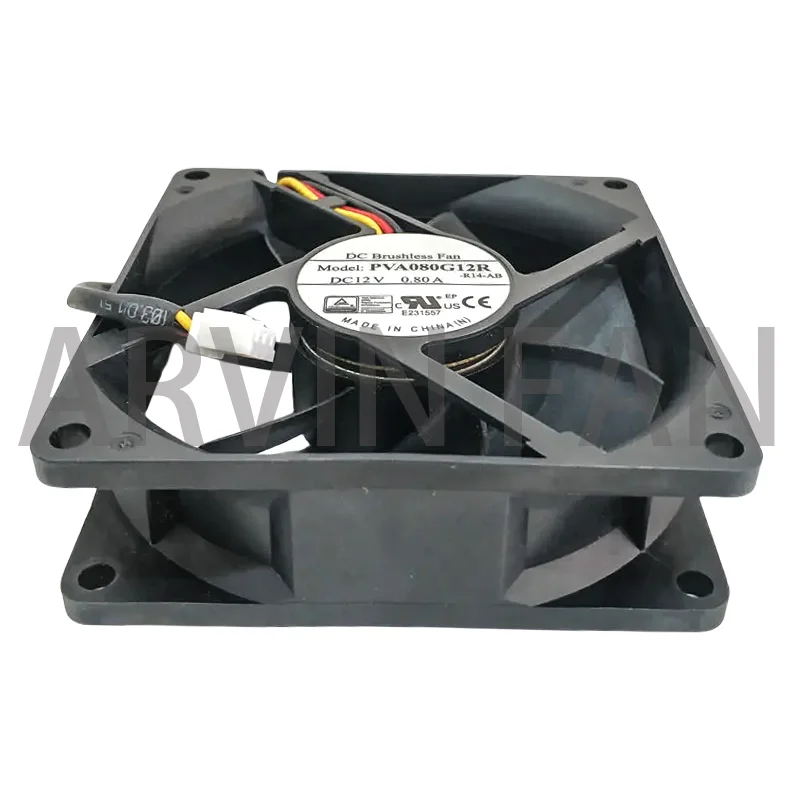 Novo pva080g12r 8025 12v 0.80a sinal rd de 3 pinos para carregamento de carro bola dupla 8cm super alta velocidade grande volume de ar ventilador de refrigeração