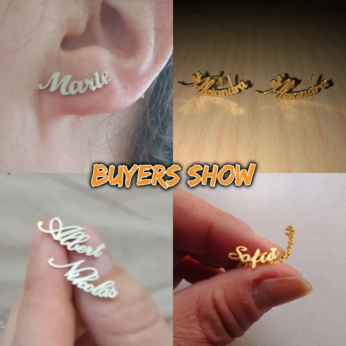 Personalisierte Namens-Logo-Ohrringe aus Edelstahl, Maßgefertigter Initialen-Namensschild-Schmuck für Frauen, Hochzeitsgeschenke, Modischer Alltagsschmuck – Detail 10