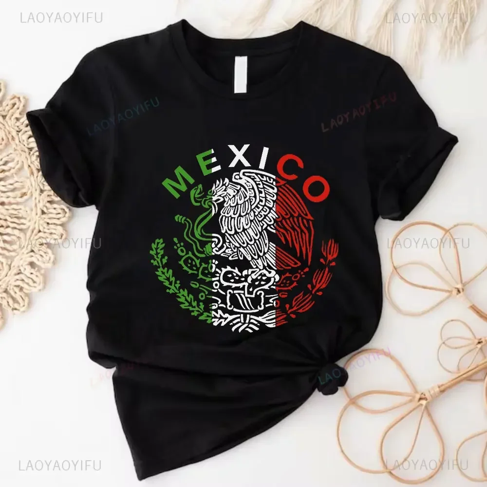 Mexico Independence Day Cotton Tees Viva Mexico Pride Mexican Flag T-Shirt Aesthetic Clothes Tops Short Sleeve Graphic Costume