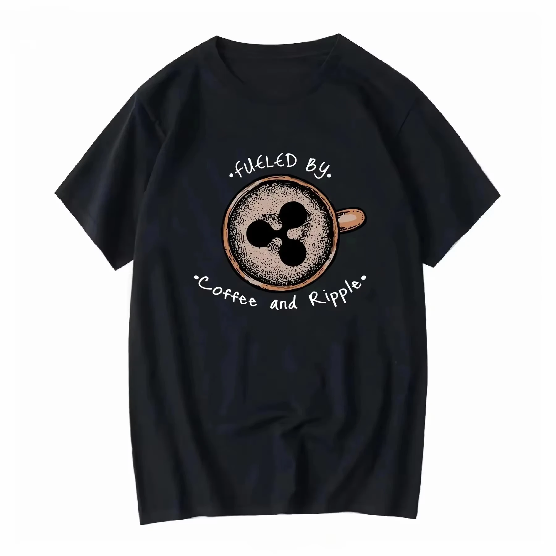 Fueled By Coffee and Ripple XRP T Shirt Bitcoin Crypto Cryptocurrency Technology Short Sleeves Slightly