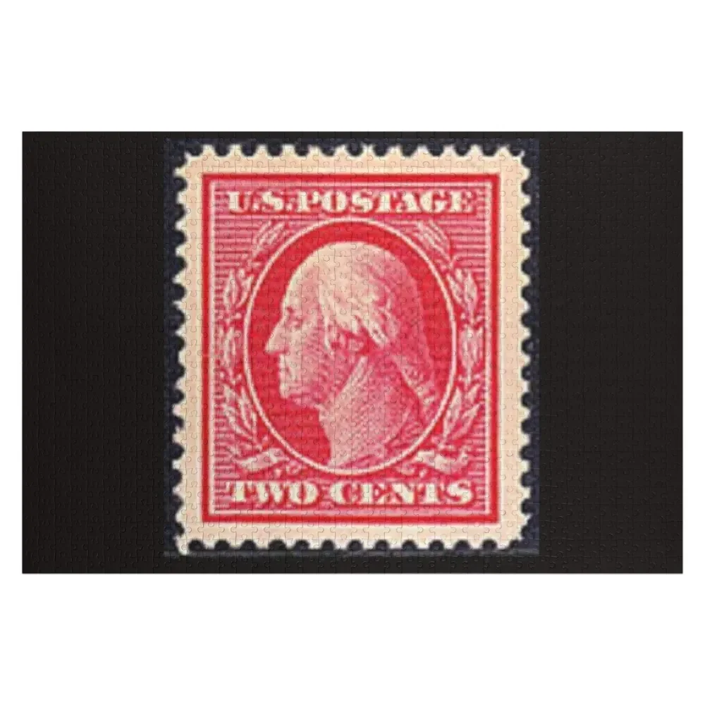 Red Two Cent Washington US Vintage Postage Stamp. Jigsaw Puzzle Custom Jigsaw Personalized For Kids Personalised Name Puzzle