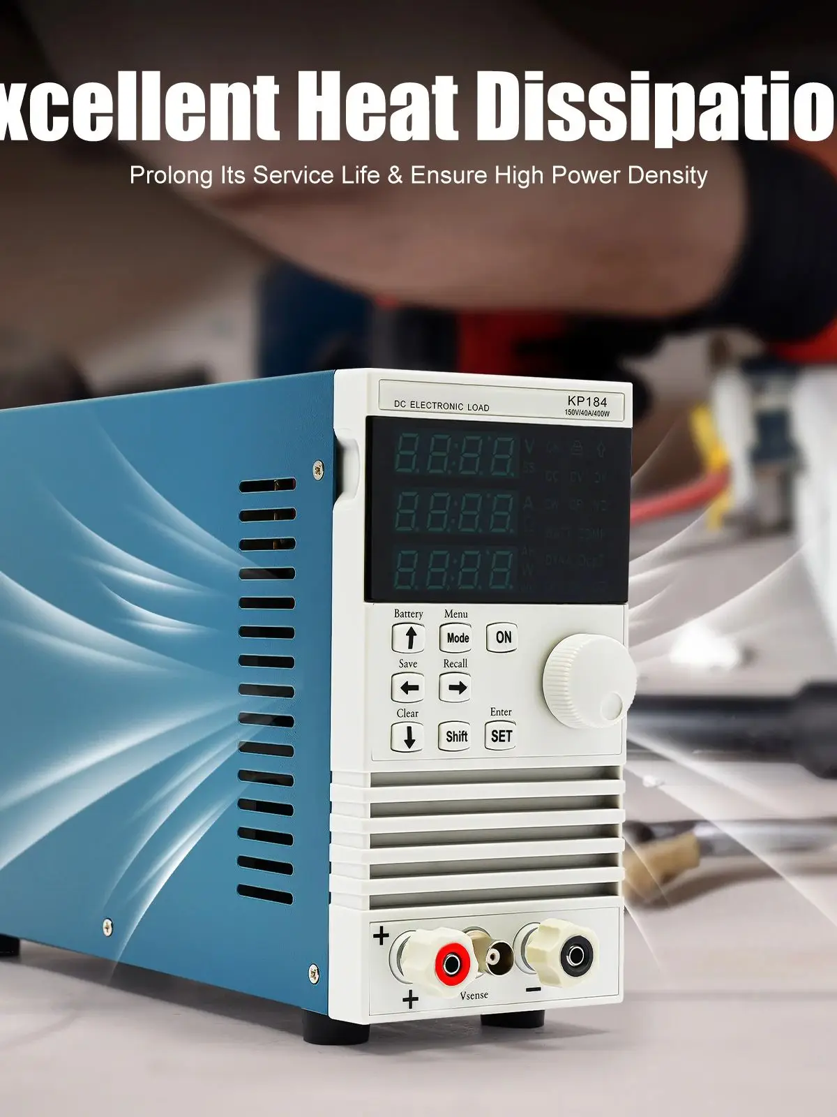 KP184 DC Elektronischer Lasttester – 40 A 400 W, CC/CV/CW/CR-Modi, für LED, Batterie, Ladegerät-Tests