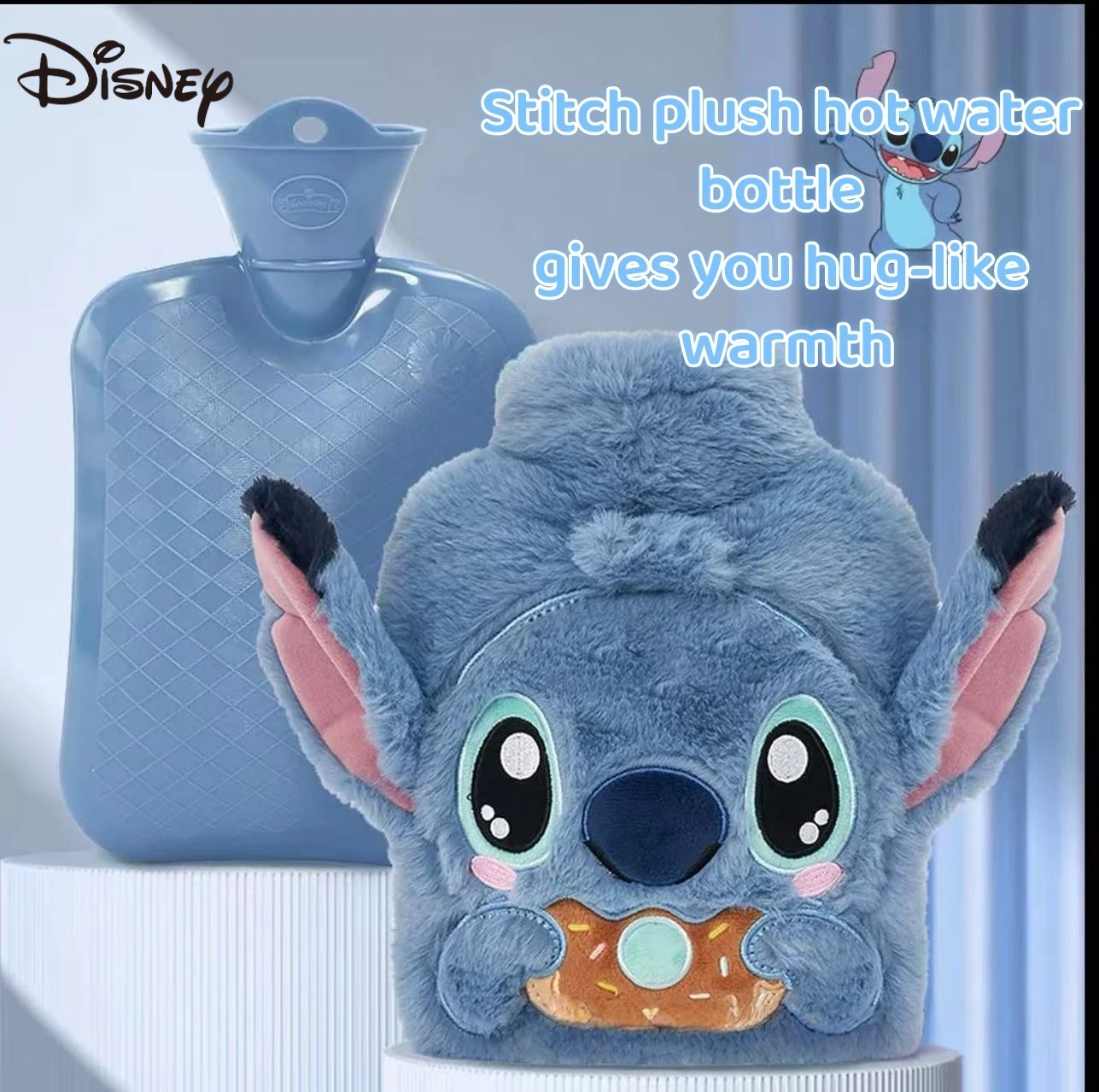

Disney Lilo and Stitch Plush Hot Water Bags Kawaii Cartoon Anime Embroidered Accessories Water Warmth Hand Treasure Couple Gift