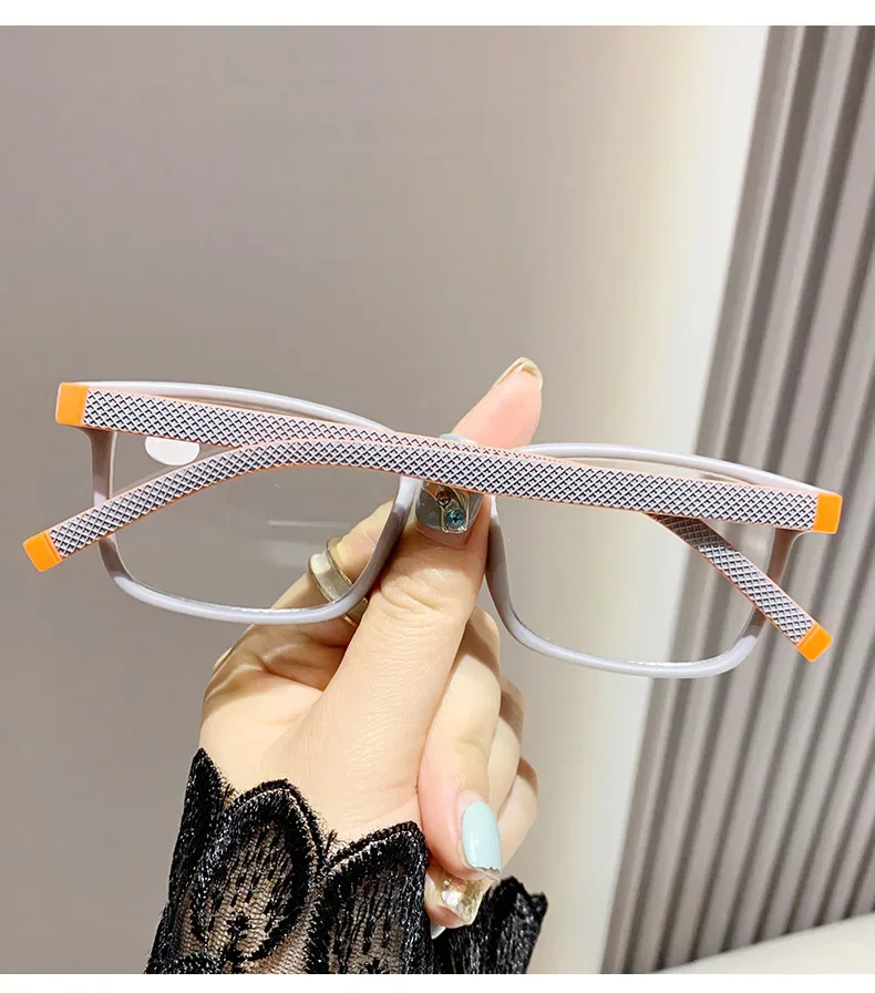 2024 Anti Blaues Licht Bunte Presbyopie Brille Trendy frauen Ältere Presbyopie Brille Persönlichkeit Frühling Bein Rahmen Gläser – Detail 8