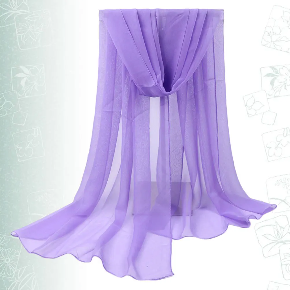 

180x75cm Purple Sun Block Scarf for Women Solid Color Lightweight Shawl Uv Resistant Beach Wear All Season Fashion Accessory