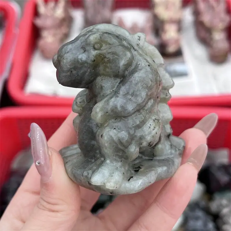 

Натуральный лабрадорит, резьба в виде мультяшного дракона, полированный кварц, целебные камни, драгоценные камни для домашнего декора, подарок, 1 шт.