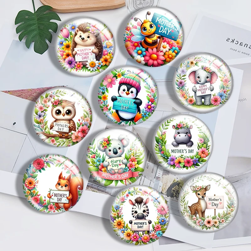 

Flower Happy Mothers Day 12mm14mm/16mm/18mm/20mm/25mm/30mm Round photo glass cabochon demo flat back Making findings Jewelry