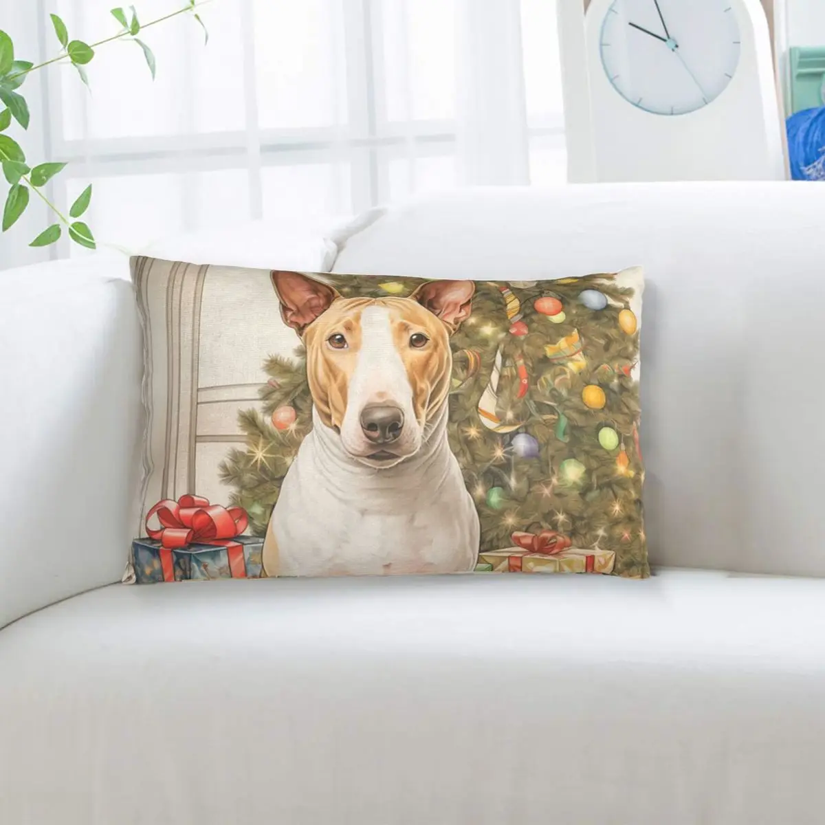Christmas Staffordshire Bull Terrier Dog Portrait Rectangle Pillowcase Cushion Cover Decor Bedroom Bed Home Comfort Throw Pillow