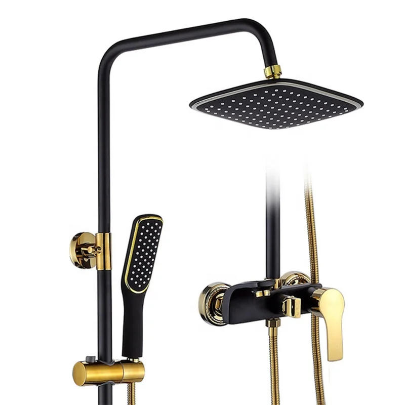 

Матовый черный золотой латунный смеситель для душа, пластиковая насадка для душа с дождевой насадкой, экономия воды, ABS, ручной душ, смесители для ванны с одной ручкой
