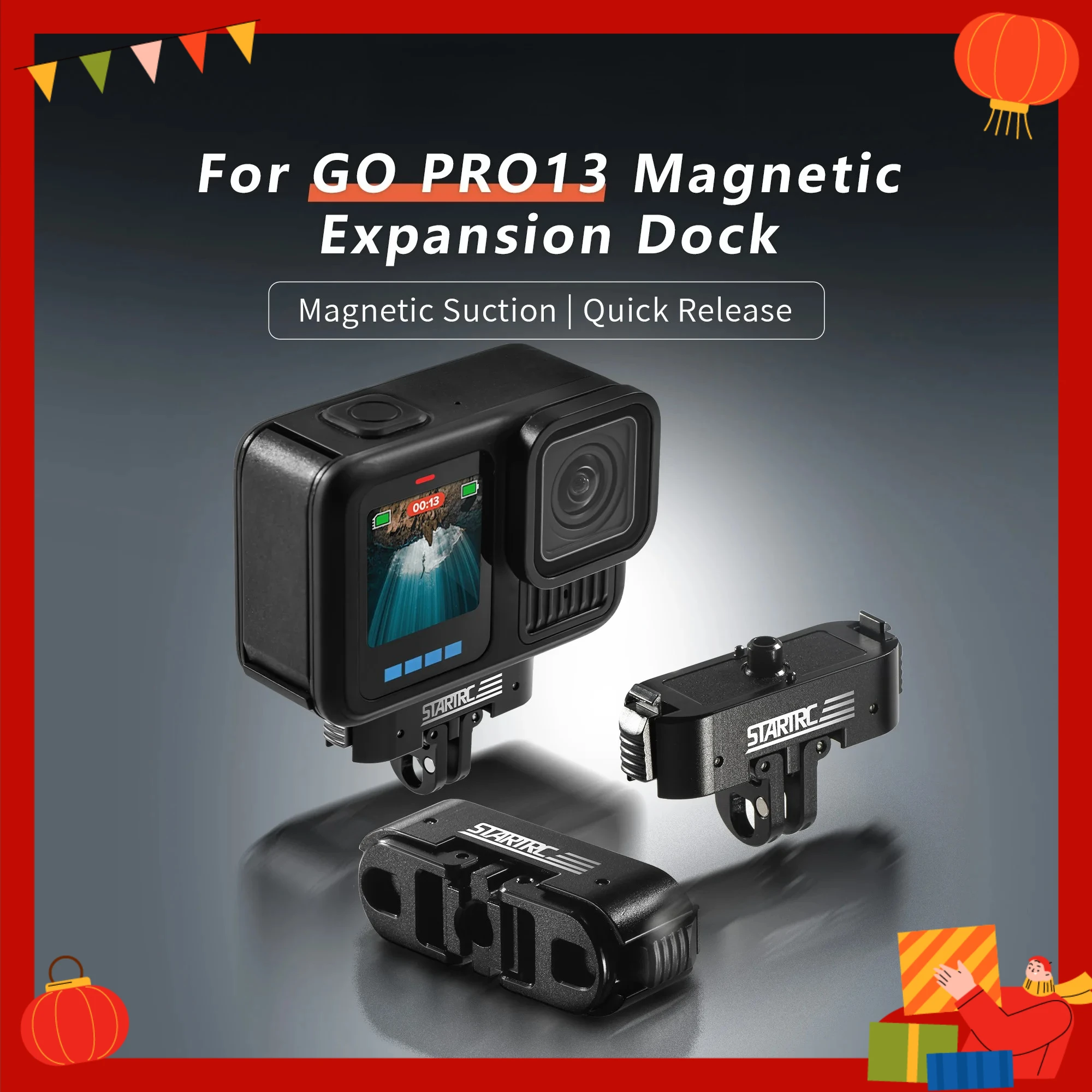 

Магнитное быстросъемное крепление-адаптер для GoPro Hero 13 и GoPro Max 2, металлические монтажные аксессуары