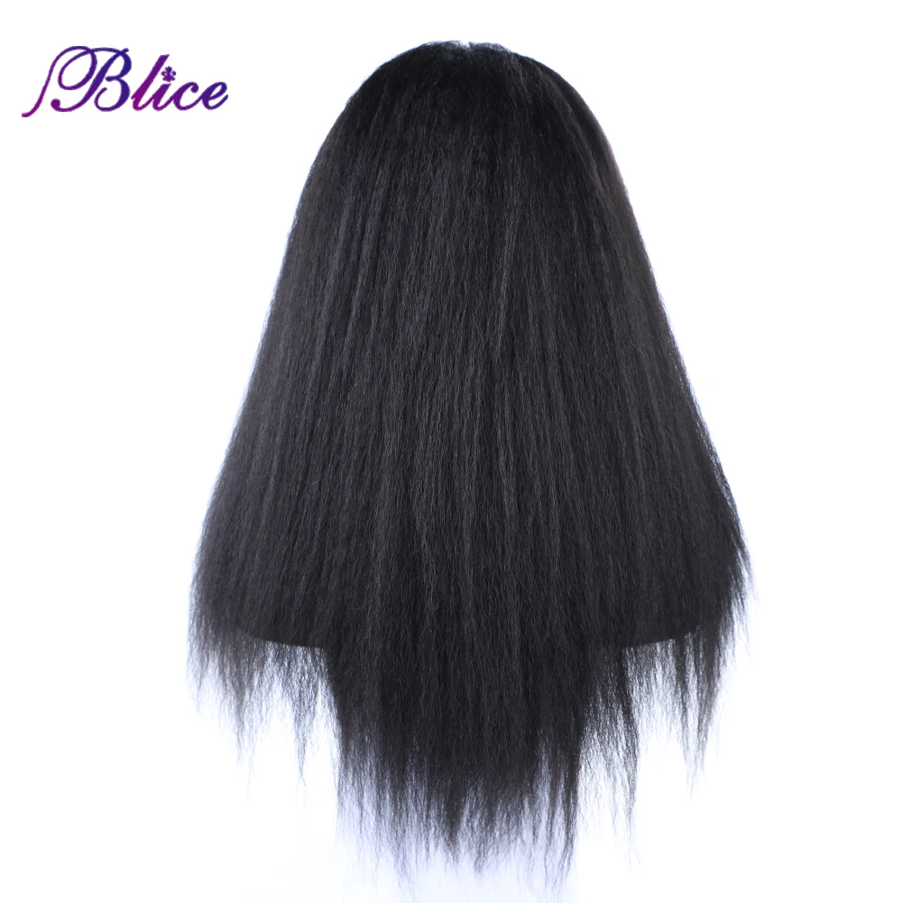 Blice Synthetic Yaki Straight Wig LaceTop Line 18 Inch Women Wig Hollow Out Cap Inside Kanekalon Fiber Pure Color Wigs