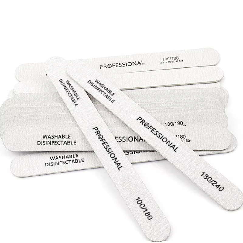 Professional Thin Wood Nail File Washable Disinfectable Double Grit Nail Sanding Strip for Natural Nail Shaping Manicure