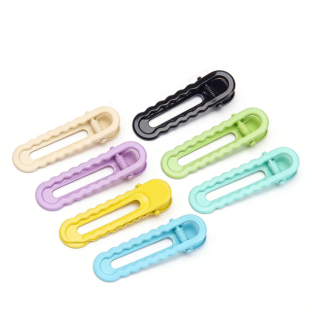 

10 шт. 6 см Разноцветные металлические заколки для волос, модные волнистые зажимы, геометрические полые заколки-уточки, для изготовления украшений для волос своими руками