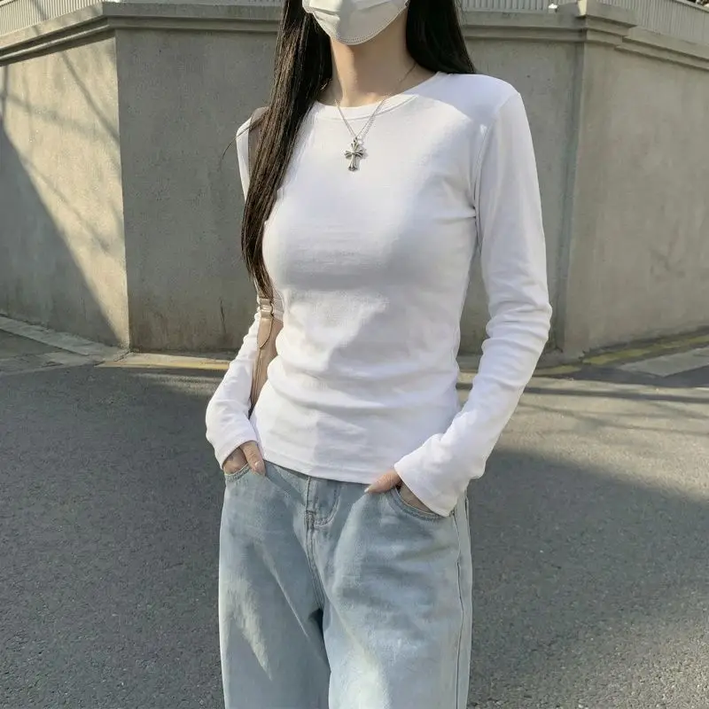 2026 Damen Herbst-Winter T-Shirt Stilvolles O-Neck Dralon-Basis-Top Fleece-Gefüttertes Langarm-Thermo-T-Shirt für das Schichten-Looking – Detail 20