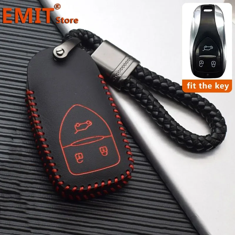 Funda de cuero para llave de coche Skyworth EV6 HTI Skywell ET5 Dayun Ht-i M1, funda para mando a distancia, llavero, soporte, accesorios Fob