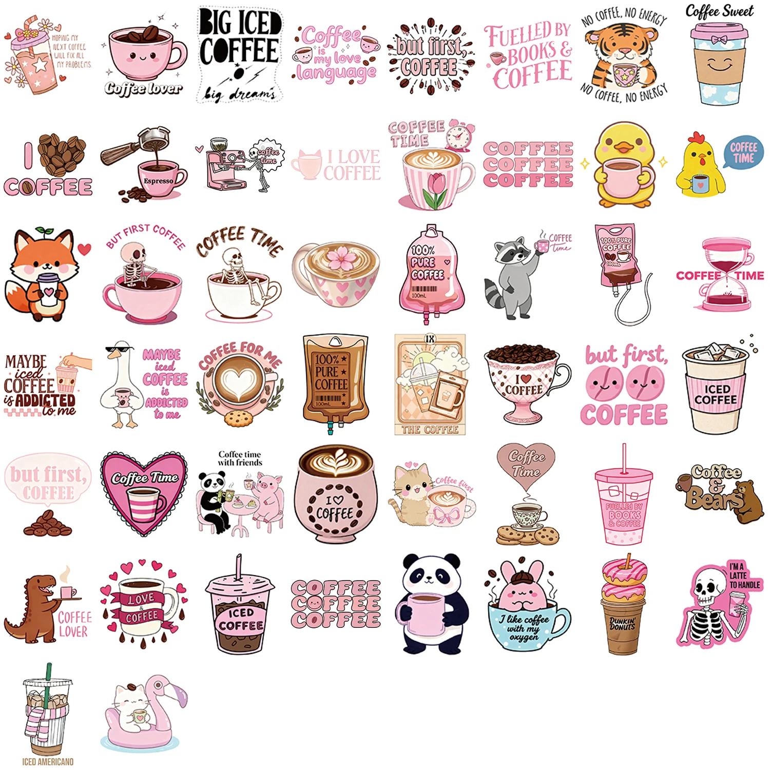 50 adesivi divertenti caffè 2 adesivi graffiti squisiti e fantastici - adesivi cartoni animati per laptop - decorazioni regalo divertenti e classiche