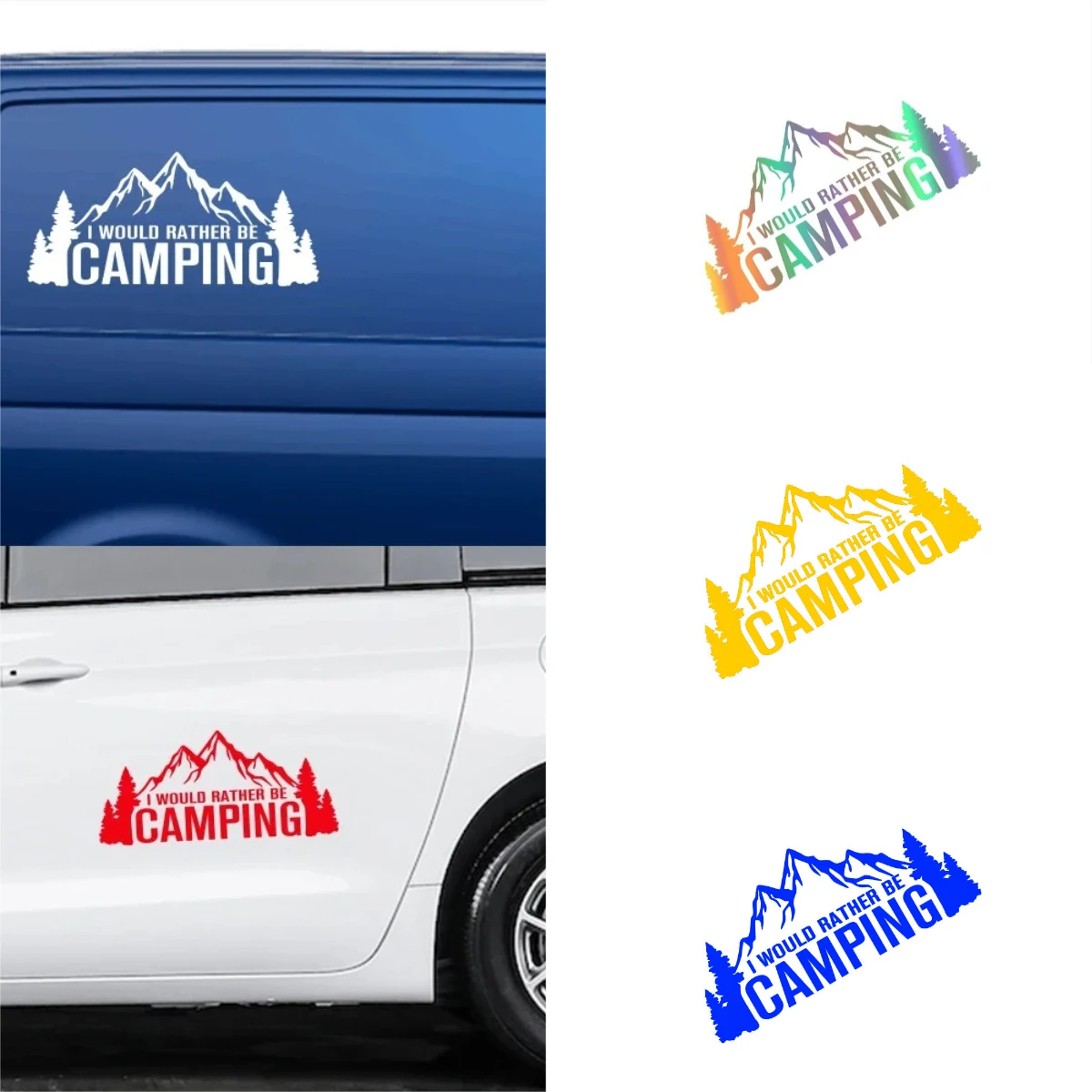 

Creative I Would Rather Be Camping Car Stickers Decor Decal for Van Camping Rv Caravan Motorhome Caogo Auto Tuning Accessories
