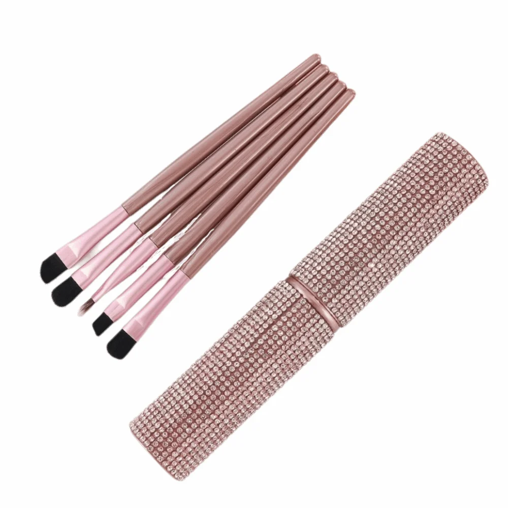 Bling Rhinestone Eyeshadow Brush Set Portable Soft Brush Eyebrow Brush Kit Long Handle Dustproof Beauty Makeup Brush Sets