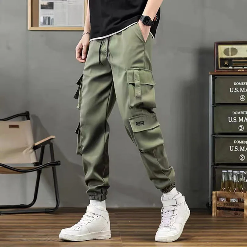 Pantalon cargo fin pour homme, pantalon de jogging multi-poches, grande taille, vêtements décontractés surdimensionnés, université, printemps, automne, 2025