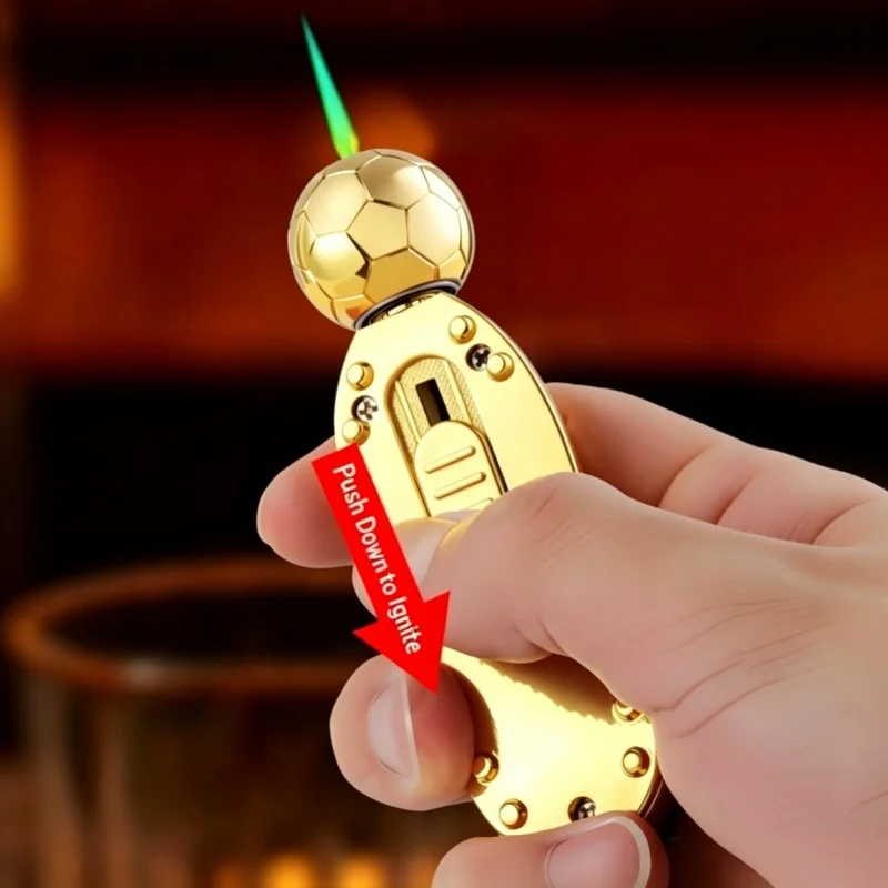 Creative Windproof Metal Butane Gas Lighters Unique Football Shoe Lighter Different Football Fan Gift Spin Fidget Practical Tool
