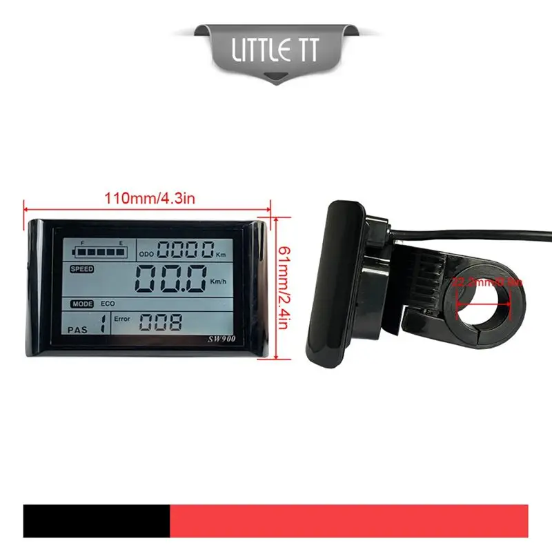 【AD10~】 Ebike SW900 LCD Display Control Electric Bicycle Speed Meter Waterproof Plug Record Instrument Control/Setting 24-72V