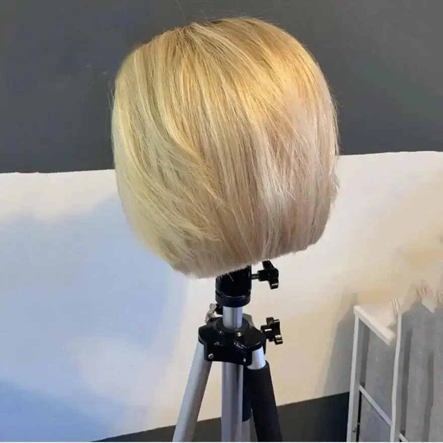 Perruque Lace Front Wig bouclée crépue blonde ombrée pour femmes, perruque pré-plumée, sans colle, cheveux doux de bébé, densité 03/180, synthétique, 16"