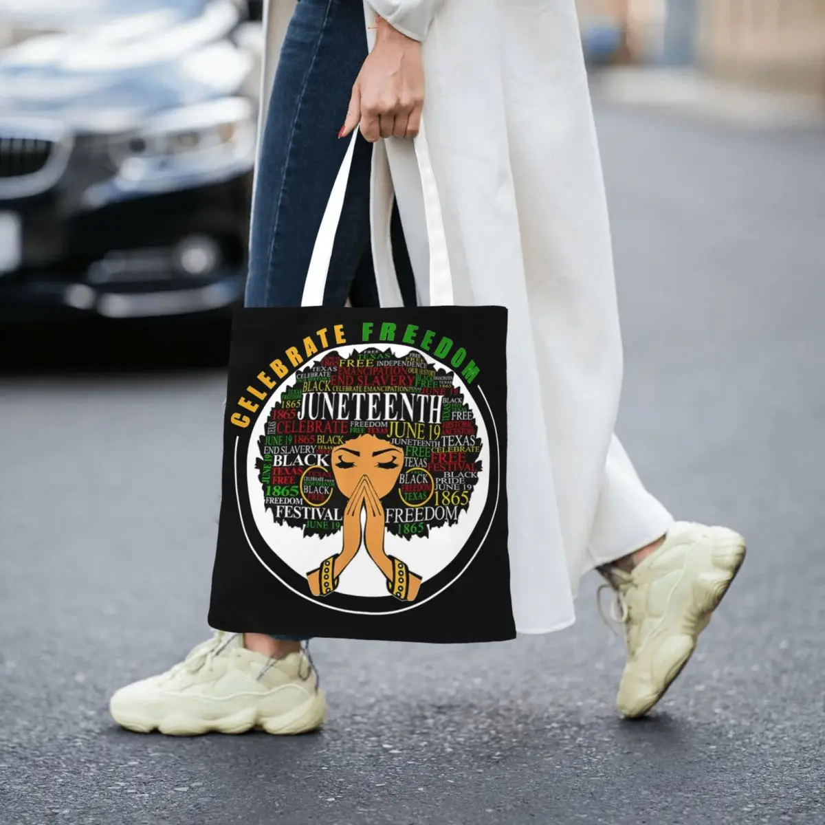 Juneteenth 2024 Accessories Canvas Tote Bag for Women Casual Black Girl Women Trend Bags Handbang