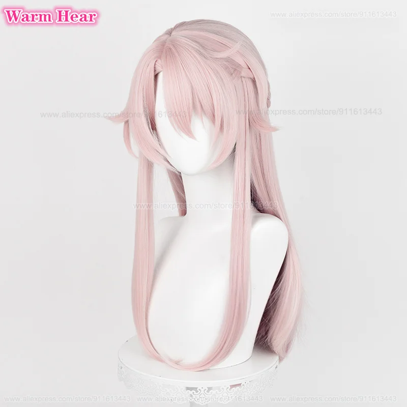 Jiao Qiu Peruca e Boné Sintético, HSR Longo, 68cm, Gradiente Rosa, Anime Cosplay, Resistente ao Calor, Cabelo, Halloween, Peruca