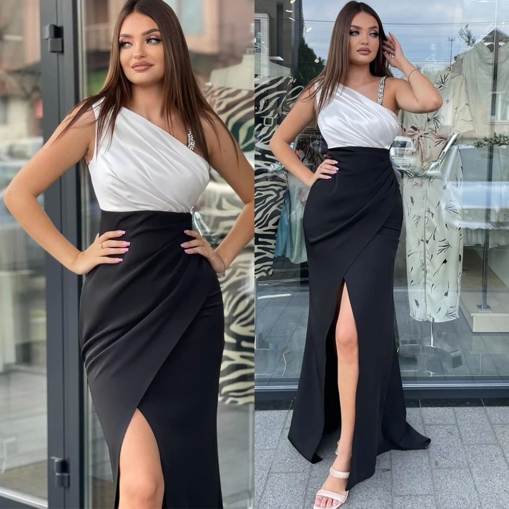 Robes de bal formelles personnalisées, asymétrique épaule dénudée, robe de soirée en Jersey Simple, couleur contrastée classique, robes d'occasion sur mesure