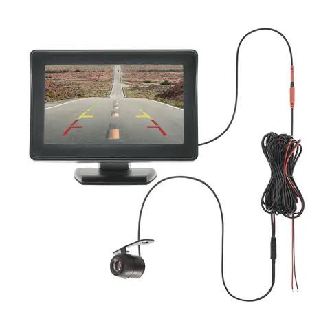 모니터가 장착된 자동차 후방 카메라 4.3인치 TFT LCD 화면 주차 역방향 차량 쉬운 설치를 위해 반전 모니터가 장착된 자동차 후방 카메라 4.3인치 TFT LCD 화면 주차 역방향 차량 쉬운 설치를 위해 반전