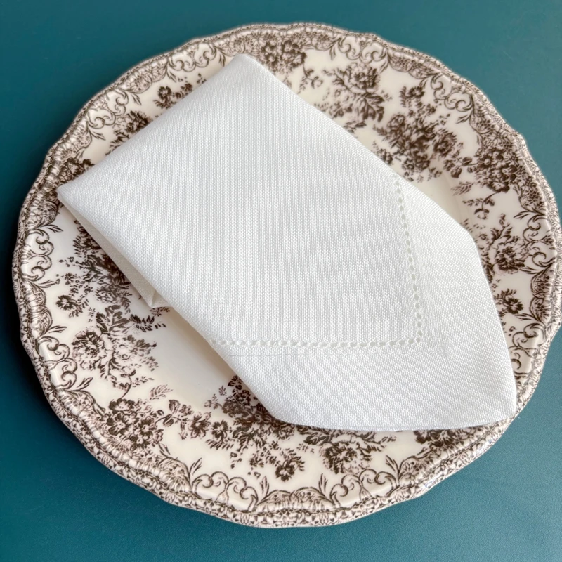 12 Pieces Flax Linen Napkins Hemstitched Linen Napkins Dinner Cloth Linen Napkins Cloth Washable Flax Cloth Napkin