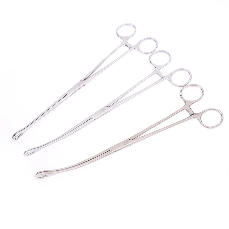 1pc Sponge Forceps Straight/Curved Serrated Jaws Stainless Steel Dental Forceps Instrument