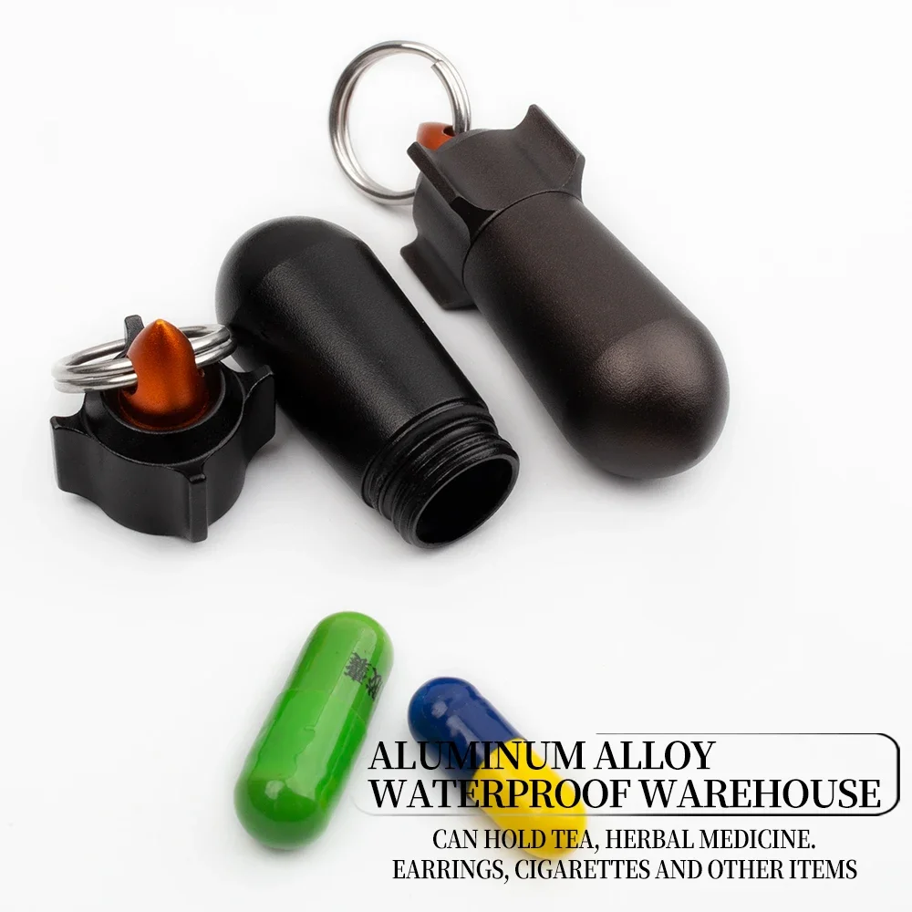 Outdoor Aluminum Alloy Torpedo Canister Mini Waterproof Storage Portable Pill Box EDC Storage Box Multi-function Gadget
